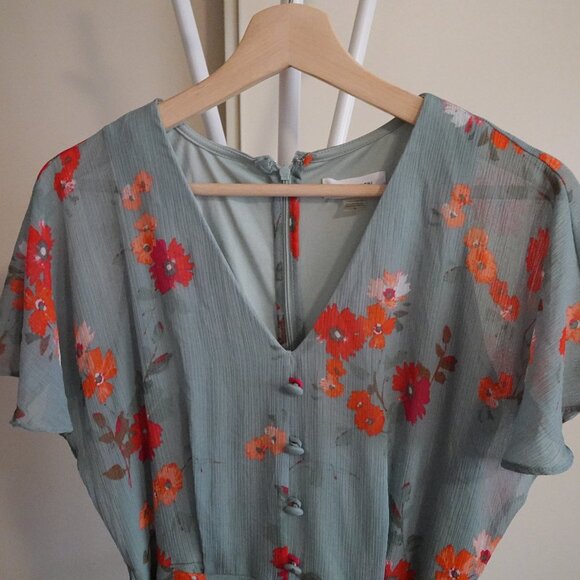 Calvin Klein Floral Flutter Sleeve Dress Size 6 - Picture 2 of 6